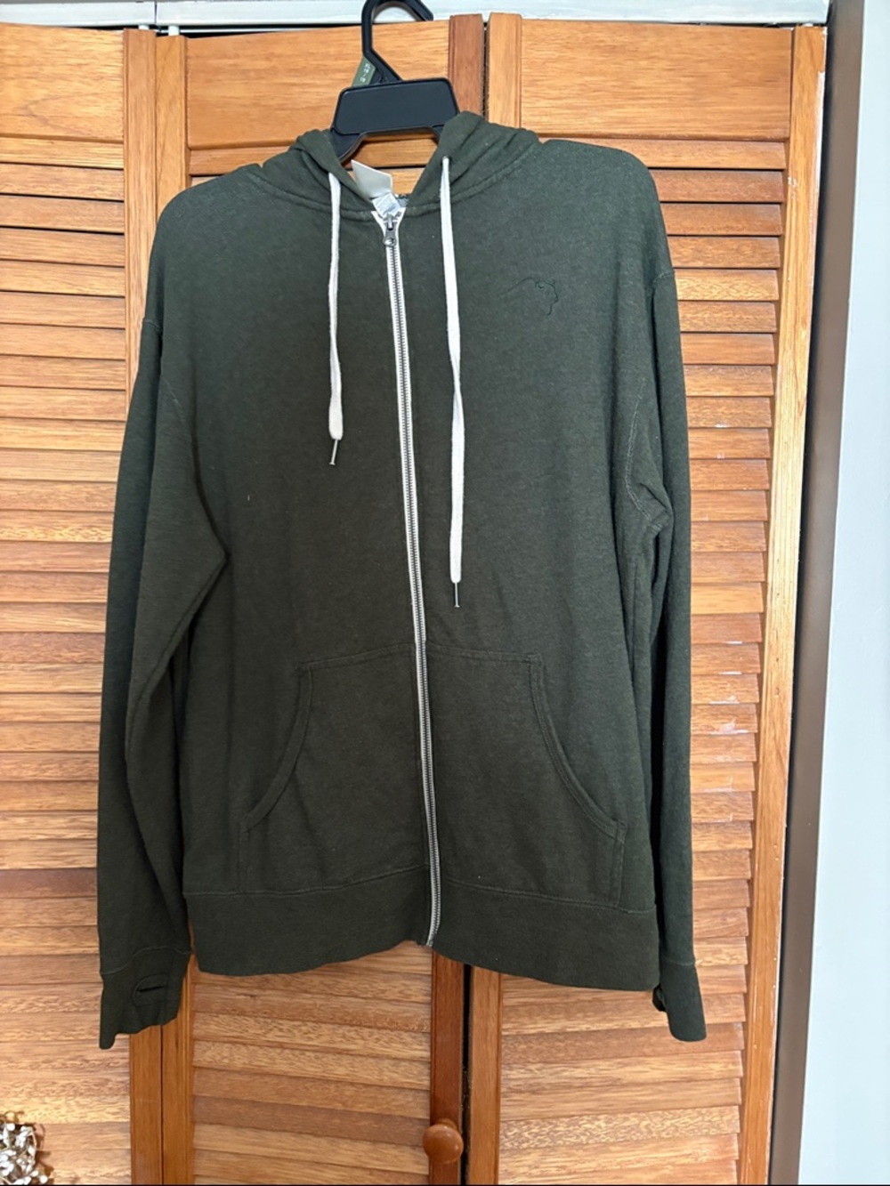 Buffalo Olive Green Full-Zip Hoodie with White Drawstrings